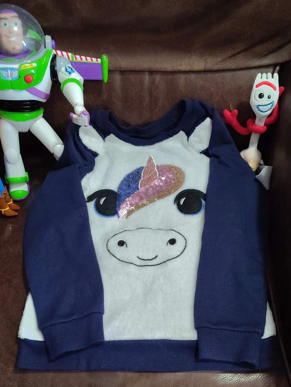 Justice Navy & White Unicorn Sequin Sweatshirt Sz 10 $15